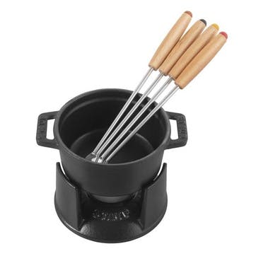 Cast Iron Mini Fondue Set, Black