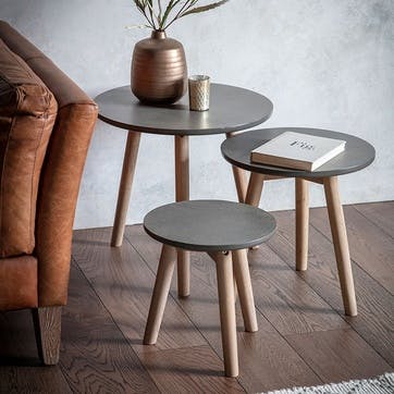 Clifton Set of 3 Side Tables, Grey