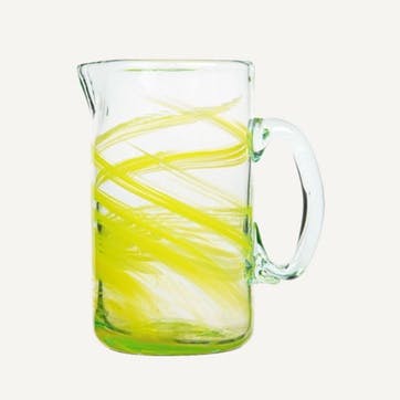 Amarillo Hand Made Glass Jug/Pitcher 1L, Yellow