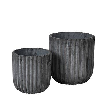 Fiber Set of 2 Planters D37 x H37cm, Charcoal