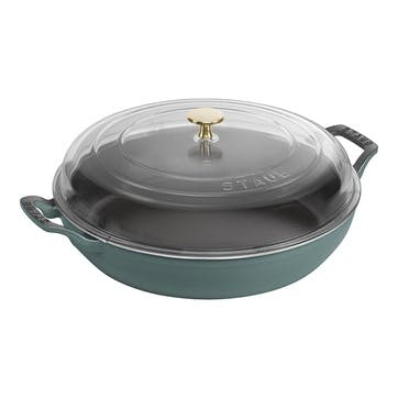 Cast Iron Braiser with Glass Lid 30cm, Eucalyptus