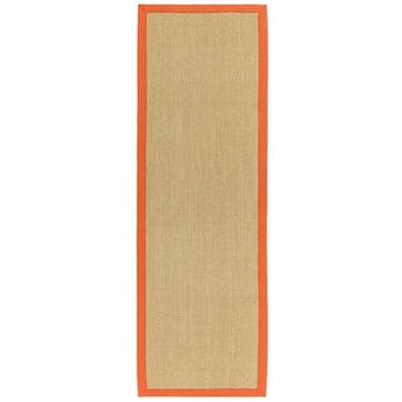 Sisal  linen border runner 68 x 240cm, orange
