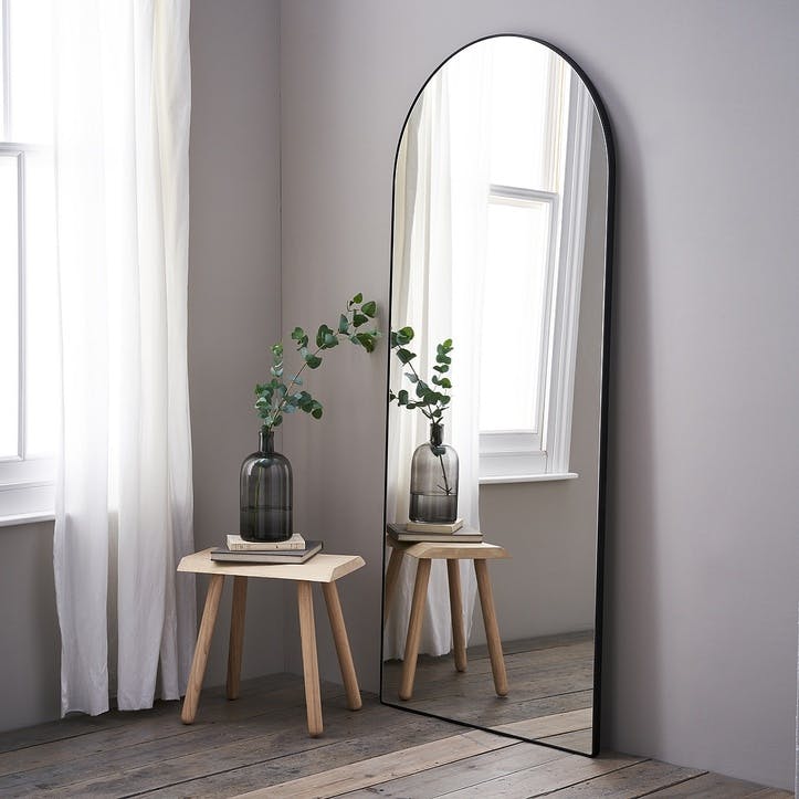 Chiltern Thin Metal Arch Mirror, Black