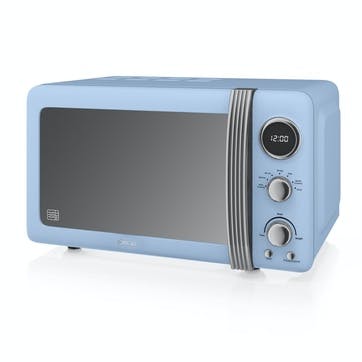 Retro 800W Digital Microwave, Blue