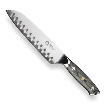 Q30 Series Damascus Steel Santoku Knife 17.5cm, Black