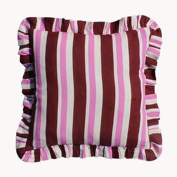 Stripe Cushion Cover, 60 x 60cm, Burgundy & Cerise