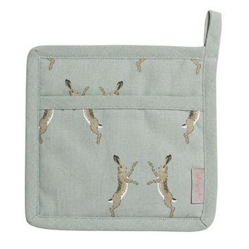 Boxing Hares Pot Grab, Duck Egg Grey