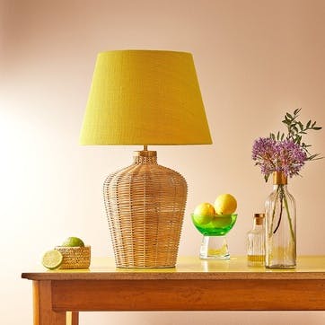 Rattle Regular Table Lamp Base Only, H39cm x W23cm, Natural Rattan and Antique Brass
