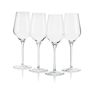 Set of 4 White Wine Glasses 400ml, Clear