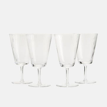 Fluted Set of 4 Wine Glasses 260ml, Clear