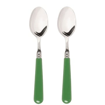 Set of 2 Dessert Spoons, Green