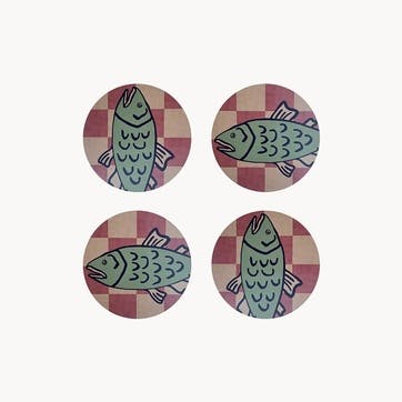 Poisson Set of 4 Coasters, D10cm, Multi