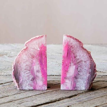 Agate Bookends H16.5cm, Pink