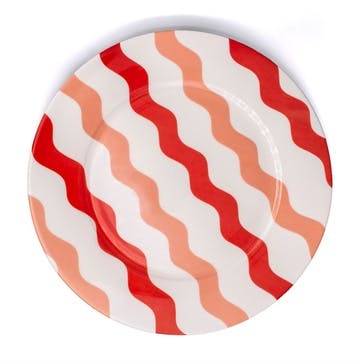 Dinner Plate, Dia 10 inches, Casacarta, Scallop Collection, Pink & Red