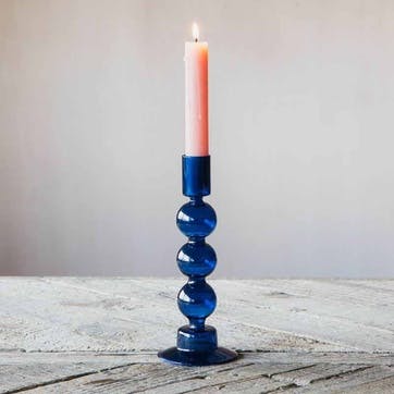 Bubble Candleholder H20cm, Blue