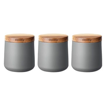 Set of 3 Storage Canisters, D11 x H10cm, Grey