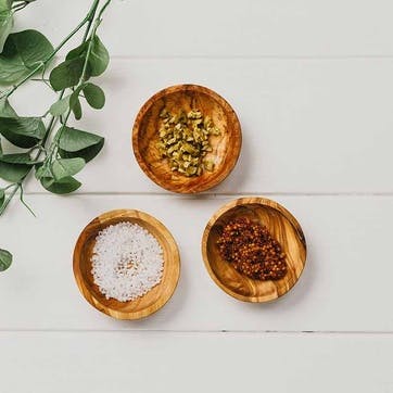 Naturally Med Olive Wood Set of 3 Dipping Bowls