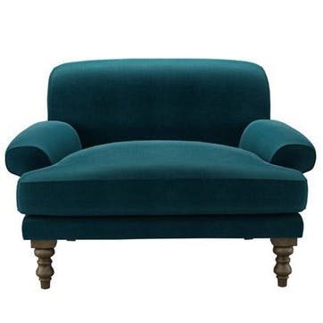 Saturday Love Seat, Deep Turquoise Cotton Matt Velvet