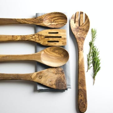 Traditional Olive Wood 5 Piece Kitchen Utensil Set