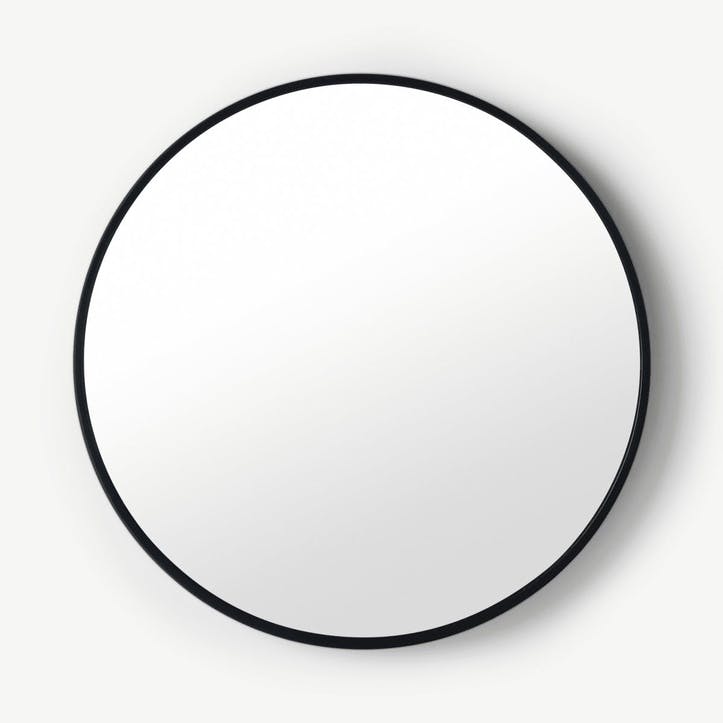 Bex round mirror, H87 x W60 x D60cm, Black