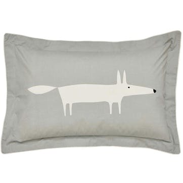 Mr Fox Oxford Pillowcase, Silver