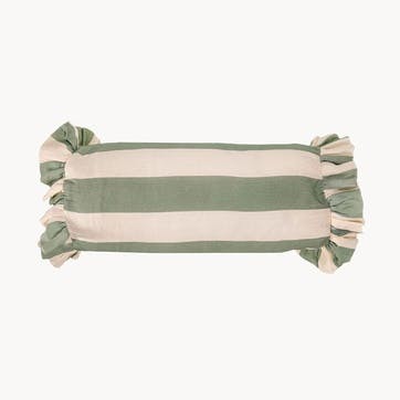 Stripe Bolster Cushion Cover, 50 x 20cm, Sea Green