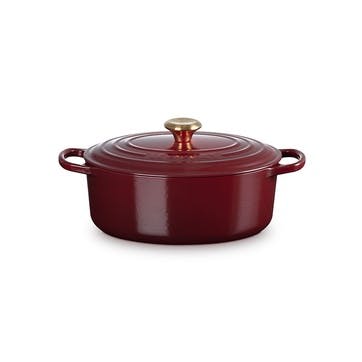 Signature Cast Iron Oval Casserole 29cm, Garnet