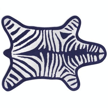 Zebra Bath Rug, Navy