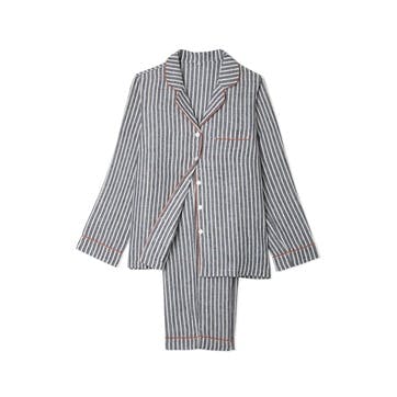 Midnight Stripe Linen Pyjama Set, Large