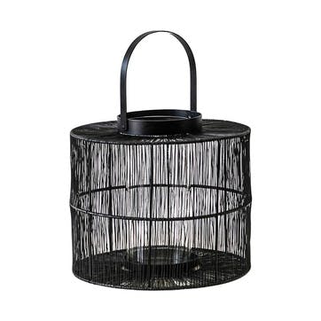 Portofino Wirework Lantern with Glass Insert H22cm, Black