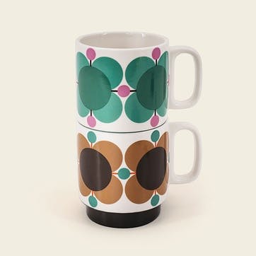 Atomic Flower Set of 2 Mugs 330ml, Jewel/Latte