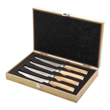 Katana Saya Olive Wood 4 Pce Steak Knife Set ,