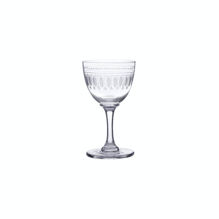 Oval Patterned Crystal Liqueur Glasses, Set Of 6