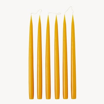 Set of 6 Tapered Dinner Candles H35cm, Honey