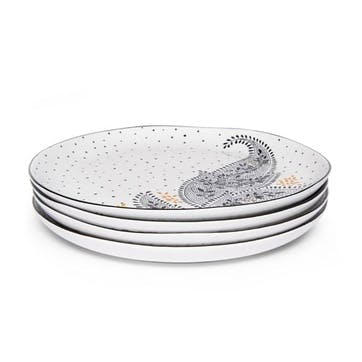 Artisanne Noir Set of 4 Dinner Plates D27cm, Monochrome