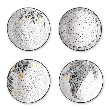 Artisanne Noir Set of 4 Bowls D15cm, Monochrome