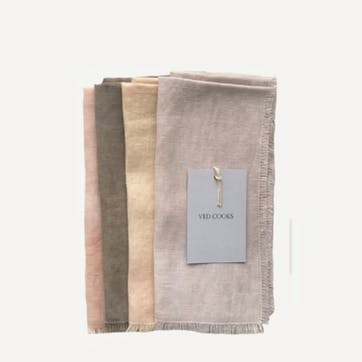 Set of 4 Napkins 45 x 45cm, Naturally Dyed Spring Assorted