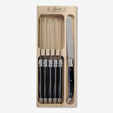 Set of 6 Knives in Tray , Black