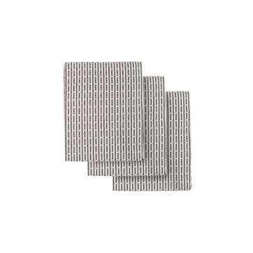 Piqué Set of 3 Kitchen Cloths 18 x 35cm, Morning Grey