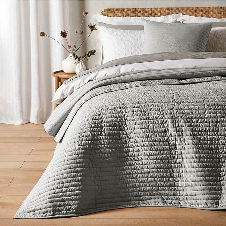 Quilted Lines Bedspread 220X230, Silver Grey