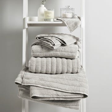 Hydrocotton Ribbed Towel, Face Cloth, Pearl Grey