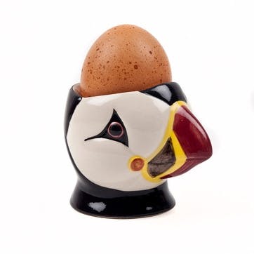 Puffin Face Pair of Egg Cups H6cm Black/Yellow