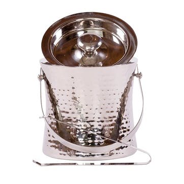 Elegant Hammered Ice Bucket, Stainless Steel