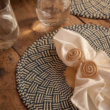 Nariño  Set of 2 Woven Placemats D39cm, Midnight Blue