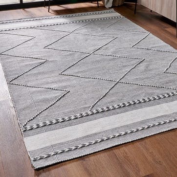 Plaited Stripe Indoor Outdoor Rug 160 x 230cm, Grey & White