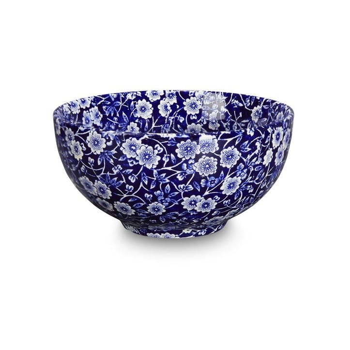 Calico Footed Bowl, Small, Blue