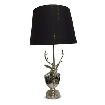 Stag With Coat Table Lamp, H82 x L45cm, Silver