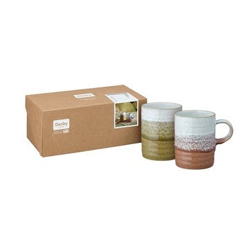 Kiln Accents Set of 2 Mugs 410ml, Ochre & Rust