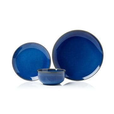 Reactive Glaze 12 Piece Dinner Set, Blue