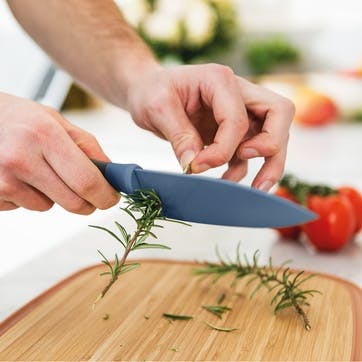 Leo, Chef's Knife with Herb Stripper, 14cm, Blue